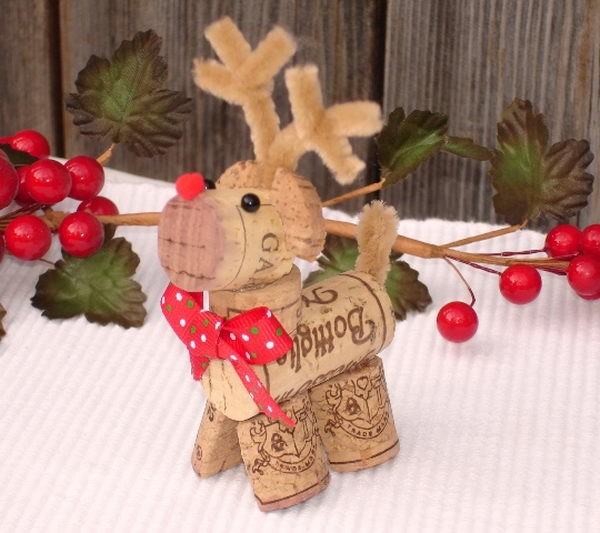 Teeny Tiny Wine Cork Reindeer