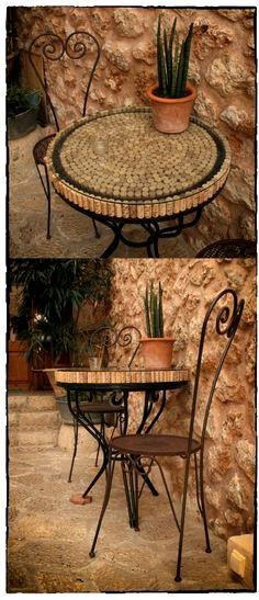 Table tops made from wine corks