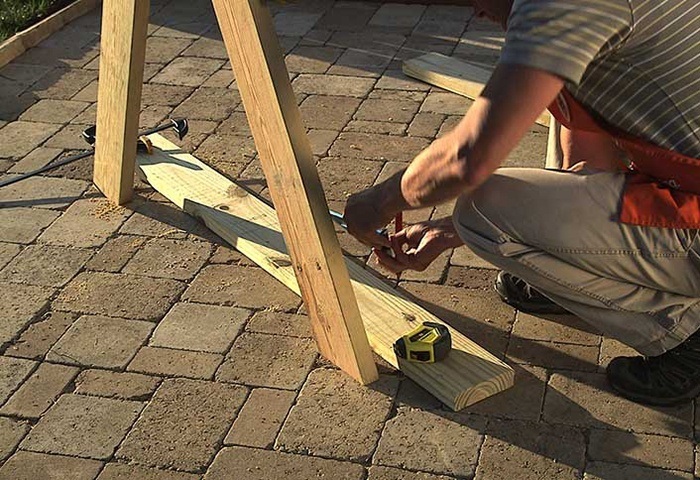 MARK FOR BENCH SUPPORTS via THE HOME DEPOT