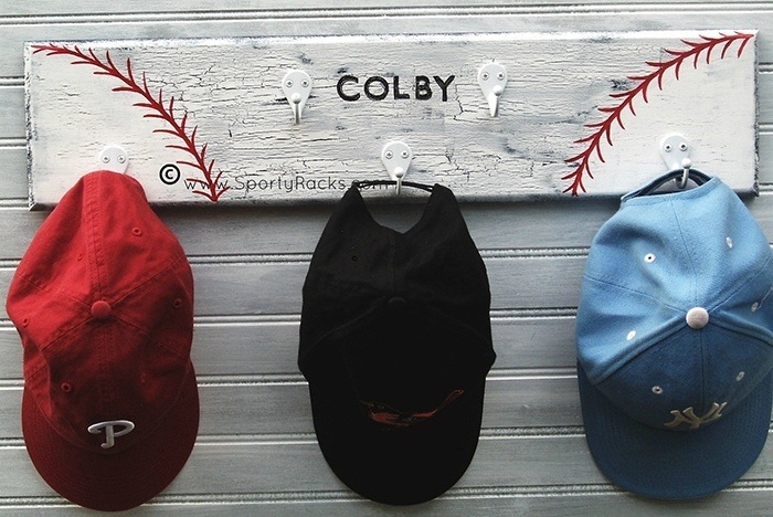 Little League Baseball Softball Hat Rack Hanger 5 Hooks via Etsy