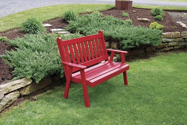Amish Made Pine Wood Traditional English Garden Bench - Painted via DutchCrafters