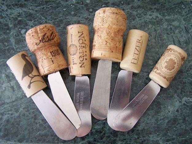 Wine Cork Cheese Knife Handles