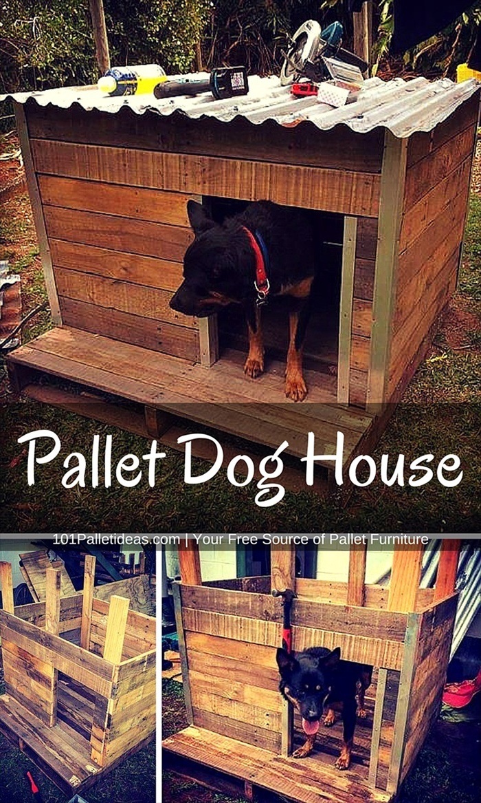 Rustic Pallet Dog House via BIG DIY