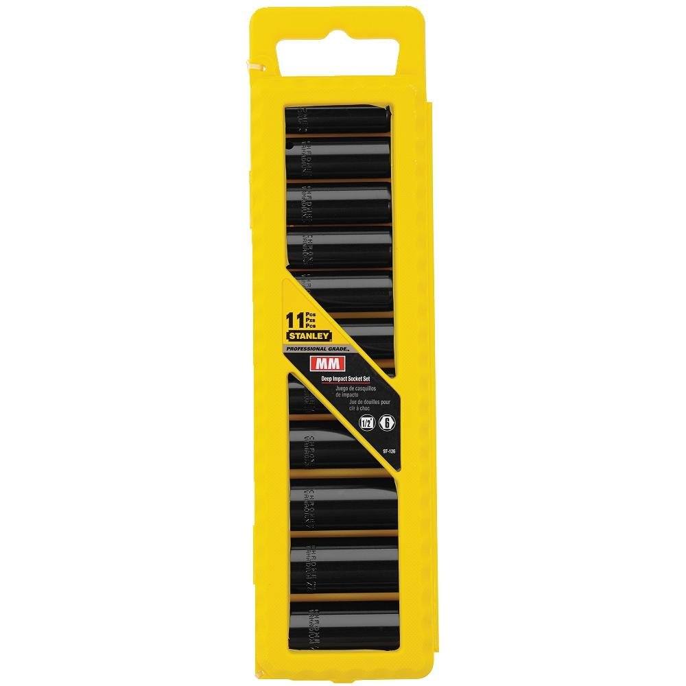 Stanley 97-126 11 Piece 1/2-Inch Drive Metric Deep Impact Socket Set