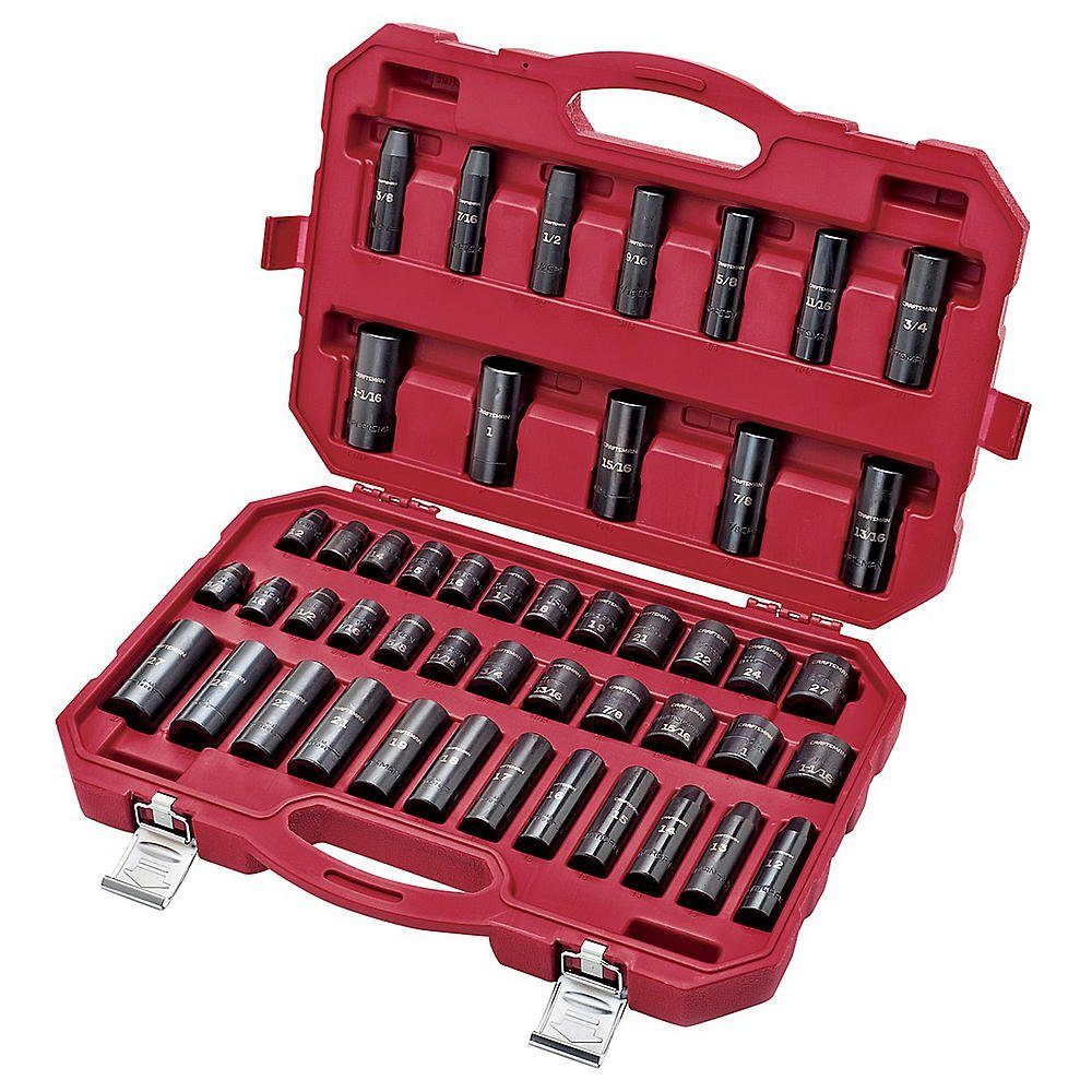 Craftsman 48pc Master Laser Impact Socket Accessory Set with Portable Case, 1/2 Drive, Inch/metric